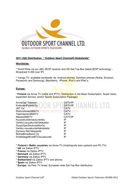 Distribution - Outdoor Sport Channel