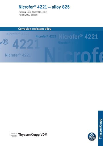 NicroferÂ® 4221 â alloy 825 - Outokumpu