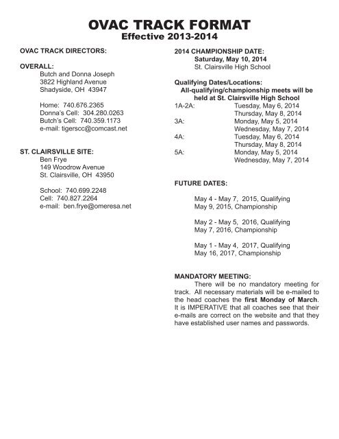 OVAC TRACK FORMAT - Ohio Valley Athletic Conference