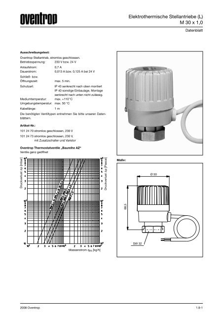 Elektrothermische Stellantriebe (L) M 30 x 1,0 - Oventrop