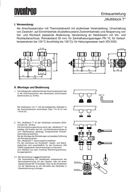 Einbauanleitung âMultiblock Tâ - Oventrop