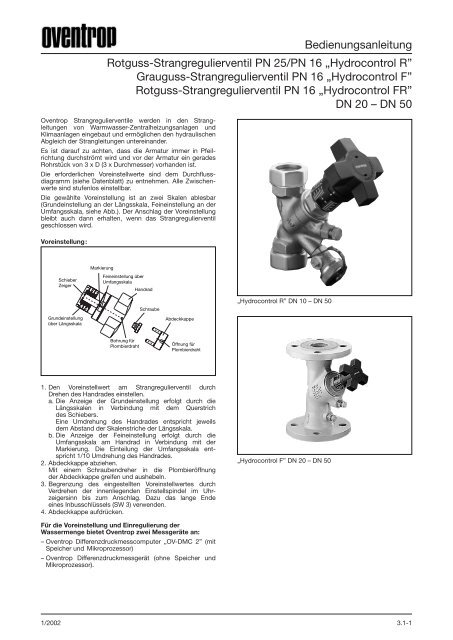 Bedienungsanleitung Rotguss-Strangregulierventil PN ... - Oventrop