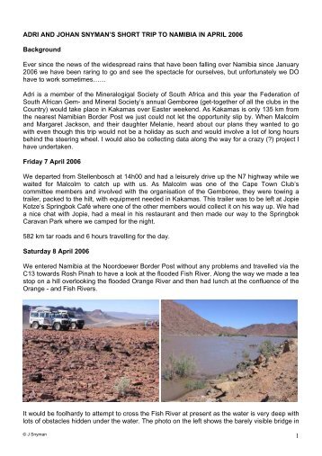 adri and johan snyman's short trip to namibia in april 2006