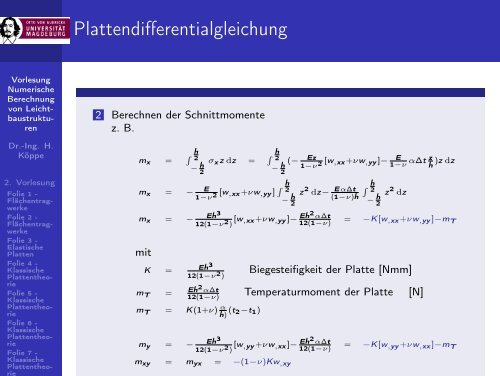 Vorlesung Numerische Berechnung von Leichtbaustrukturen - 2 ...