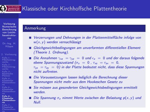 Vorlesung Numerische Berechnung von Leichtbaustrukturen - 2 ...