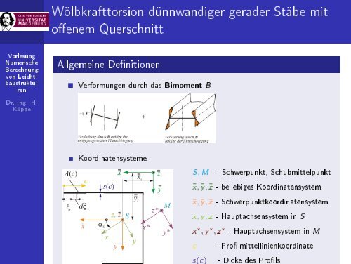 Vorlesung Numerische Berechnung von Leichtbaustrukturen - 10 ...