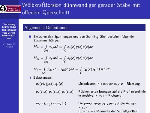 Vorlesung Numerische Berechnung von Leichtbaustrukturen - 10 ...