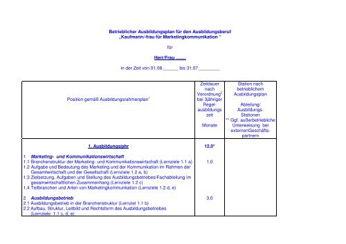 Muster fÃ¼r den betrieblichen Ausbildungsplan - OVK