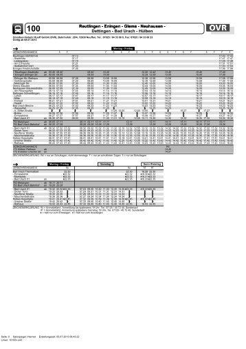 Ersatzfahrplan Linie 100 - Omnibus-Verkehr Ruoff GmbH