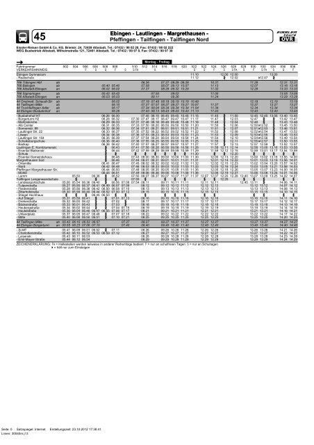 Download Fahrplan L 45 M GÃ¼ltig ab 09.12.2012