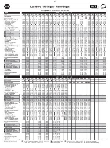 Ersatzfahrplan Linie 651