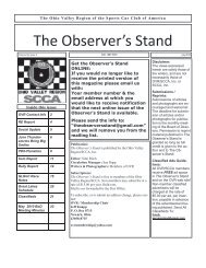 The Observer's Stand - The Ohio Valley Region of the SCCA