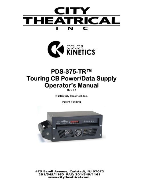 PDS-375 TR User's Manual - City Theatrical