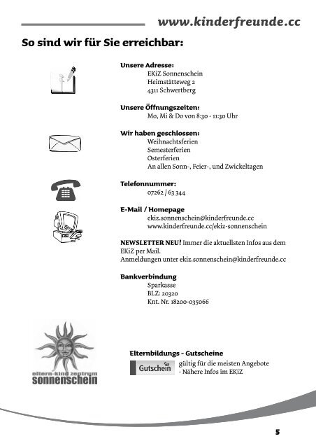 Eltern-Kind-Zentrum Sonnenschein - Schwertberg - Kinderfreunde ...