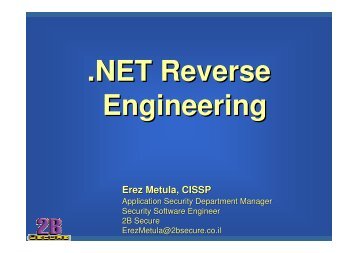 .NET Reverse Engineering - owasp