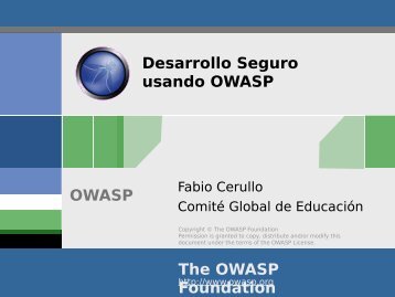 The OWASP Foundation OWASP Desarrollo Seguro usando OWASP