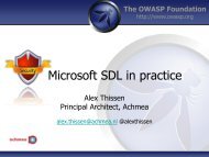 Microsoft SDL in practice - owasp