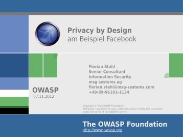 Privacy by Design am Beispiel Facebook - owasp
