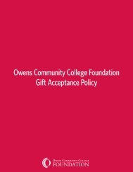 Owens Community College Foundation Gift Acceptance Policy