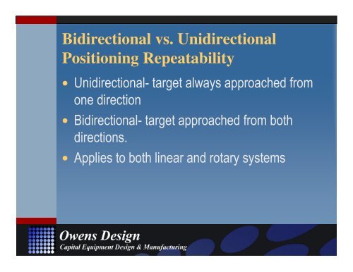 Stage Metrology Concepts: Application Specific ... - Owens Design