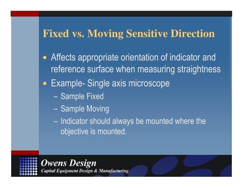 Stage Metrology Concepts: Application Specific ... - Owens Design