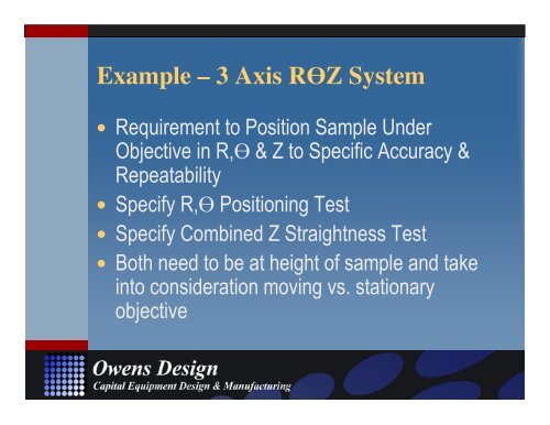 Stage Metrology Concepts: Application Specific ... - Owens Design