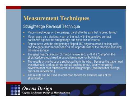 Stage Metrology Concepts: Application Specific ... - Owens Design