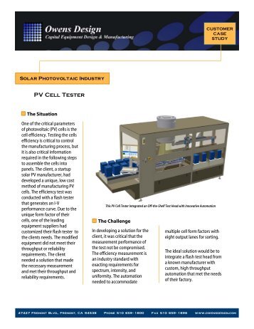 PV Cell Flash Tester - Owens Design