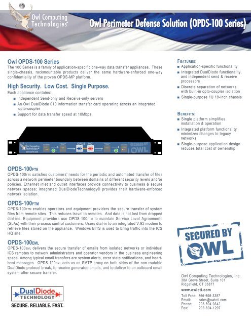 Download OPDS-100 Series Datasheet - Owl Computing ...