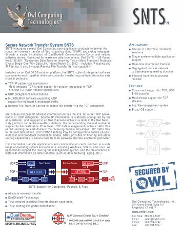 Download SNTS Datasheet - Owl Computing Technologies, Inc.