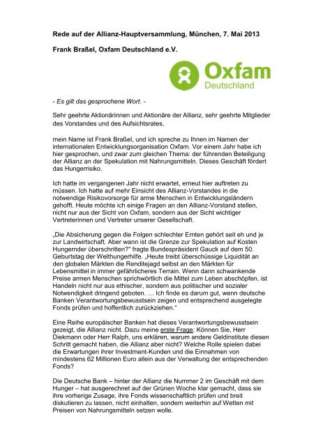 Frank BraÃel - Oxfam