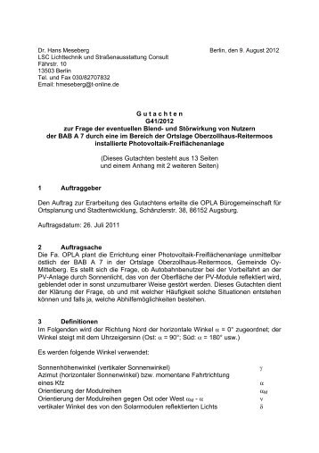 G utachten G41/2012 zur Frage der eventuellen ... - in Oy-Mittelberg