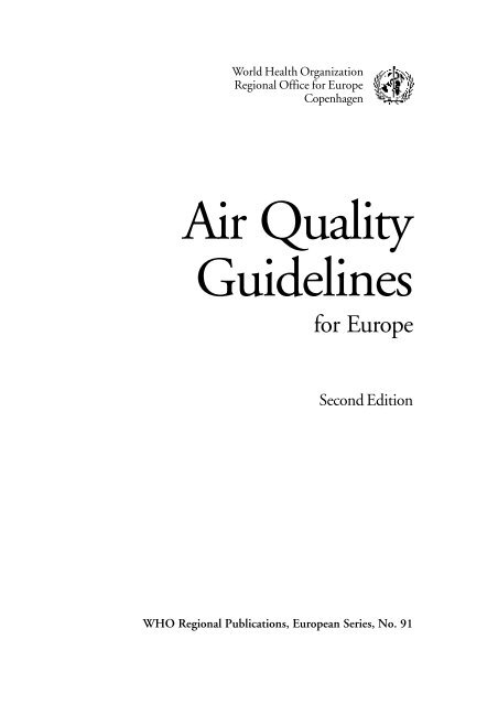 Air Quality Guidelines - World Health Organization Regional Office ...