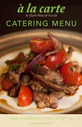 Catering Menu here - Ozark Natural Foods