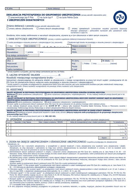 Ubezpieczenie Grupowe Pzu P Plus Biedronka www.yumpu.com