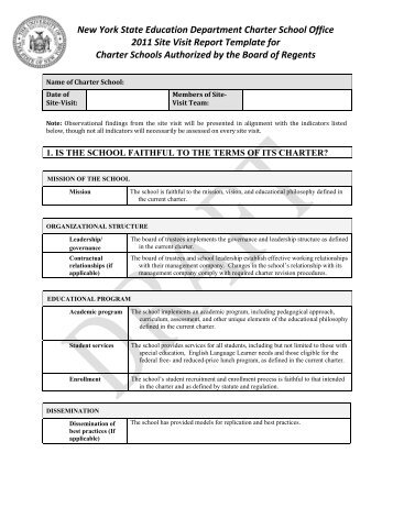 Full Site Visit Report Template - p-12 - New York State Education ...