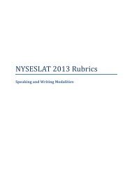 NYSESLAT 2013 Rubrics: Speaking and Writing Modalities - p-12