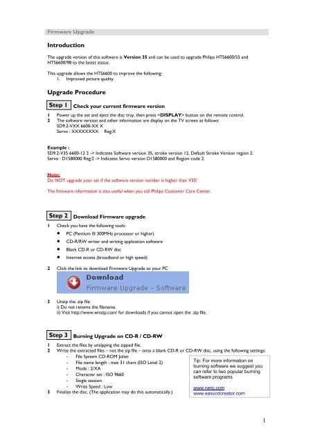 Firmware Upgrade - Philips