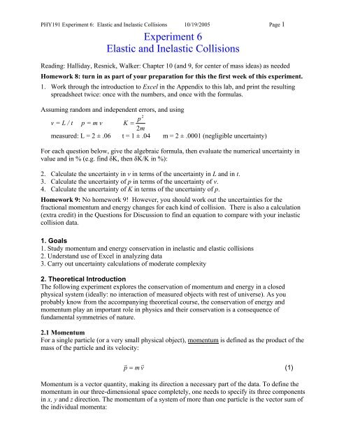 Collision formula inelastic Inelastic Collision