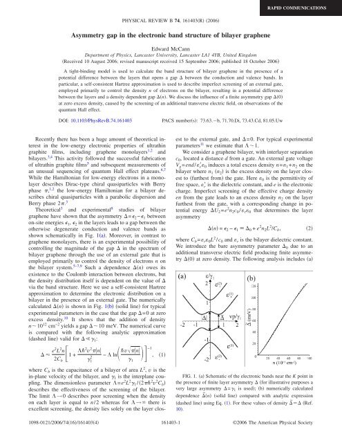 Asymmetry gap in the electronic band structure of bilayer graphene