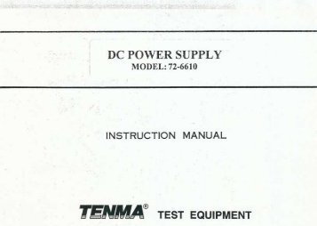 Appendix T-Tenma Power supply 72-6610 Manual