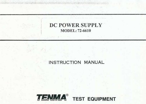 Appendix T-Tenma Power supply 72-6610 Manual