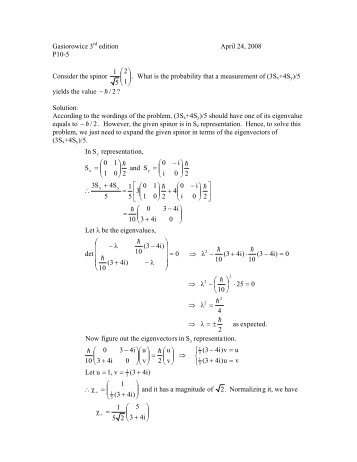 Gasiorowicz 3 rd edition. Chapter 10. Problem 5.