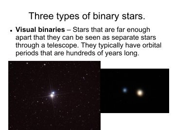 Three types of binary stars.