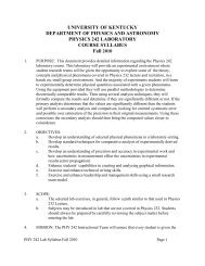 Syllabus - Physics and Astronomy - University of Kentucky