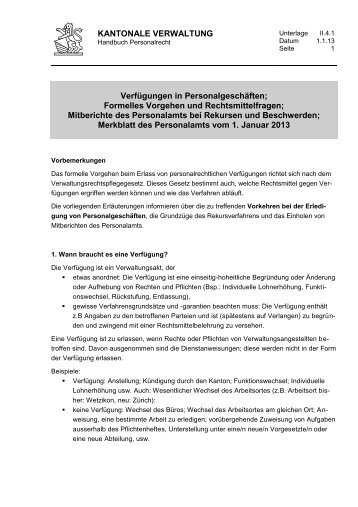 KANTONALE VERWALTUNG VerfÃ¼gungen in ... - Personalamt