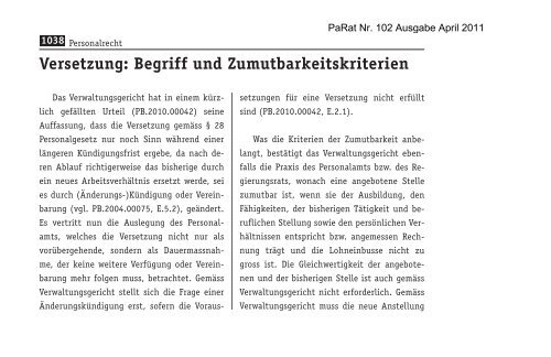 Versetzung: Begriff und Zumutbarkeitskriterien (PDF ... - Personalamt