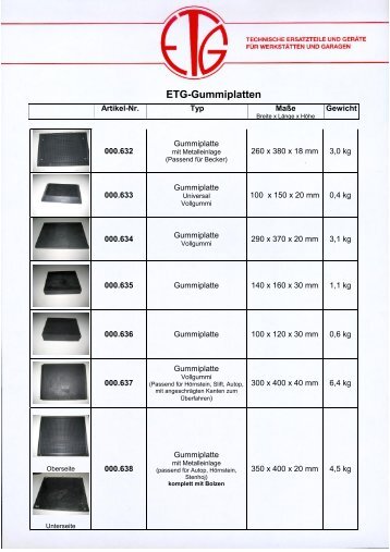 Etg-Gummiplatten - ETG Hebebuehnen und Ersatzteile