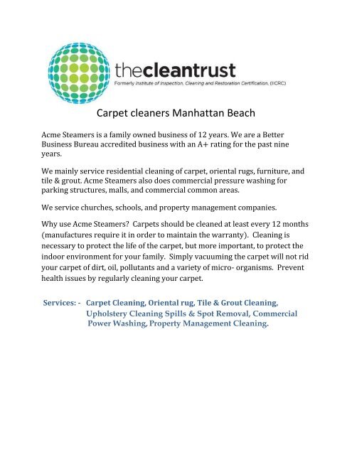 Carpet cleaners Manhattan Beach