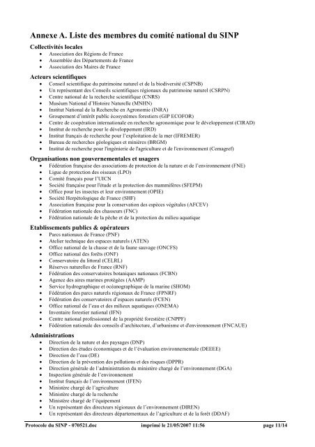 Circulaire protocole SINP